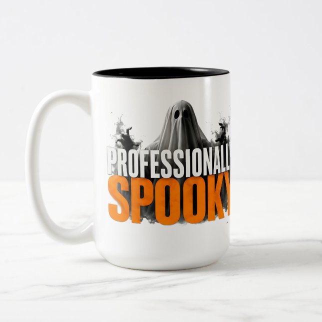 Caneca De Café Em Dois Tons 👻 Citação engraçada e profissionalmente assustado (Esquerda)