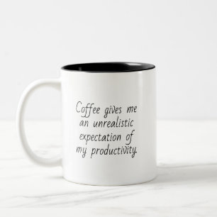 Caneca De Café Em Dois Tons Citação Humorística de Produtividade no Trabalho c