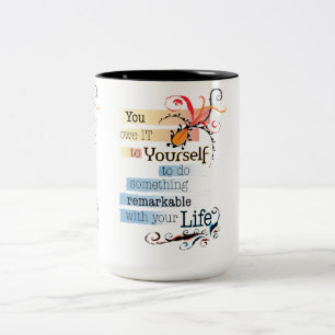 Caneca De Café Em Dois Tons Citação ilustrada Inspiracional LIFE notável