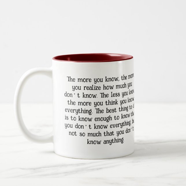 Caneca De Café Em Dois Tons Citação Inspiracional Engraçada - Conheça Sua Mug  (Esquerda)