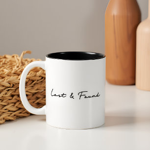 Caneca De Café Em Dois Tons Citação Inspiracional Perdida e Encontrada