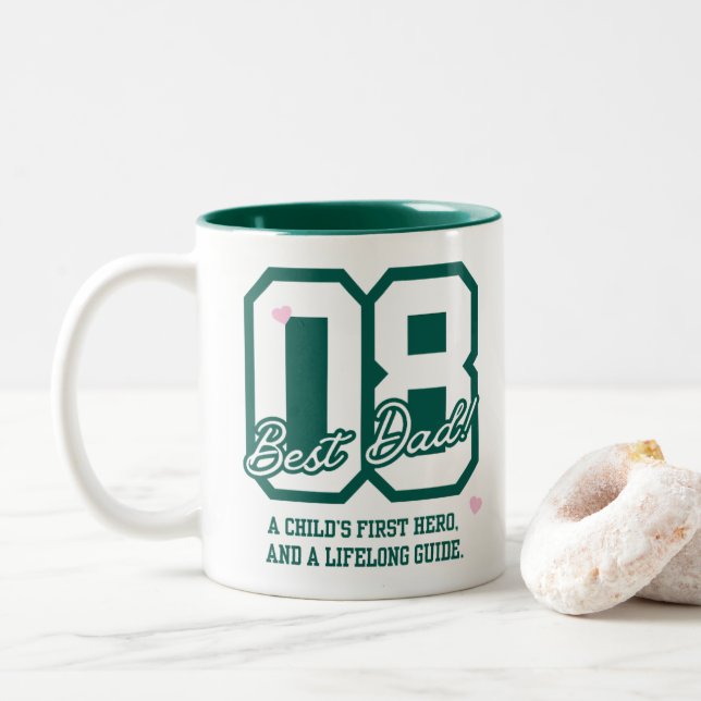Caneca De Café Em Dois Tons Citação Inspiradora de Pai (Com Donut)