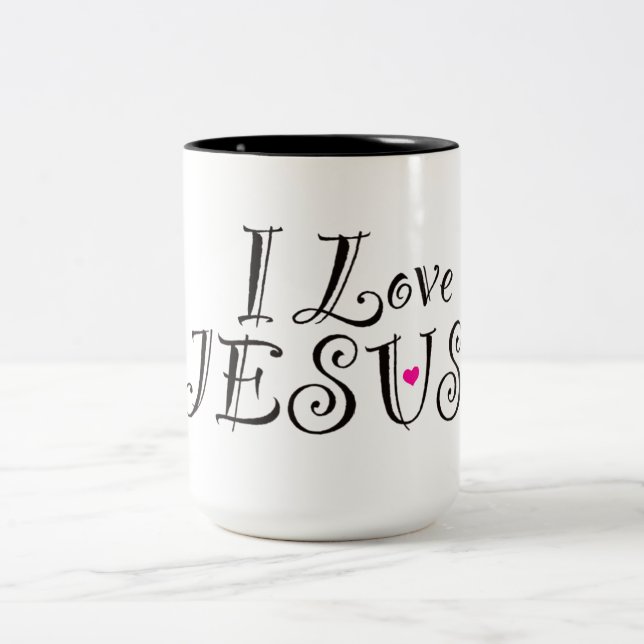 Caneca De Café Em Dois Tons Citação Inspiradora Eu Amo Jesus  (Centro)