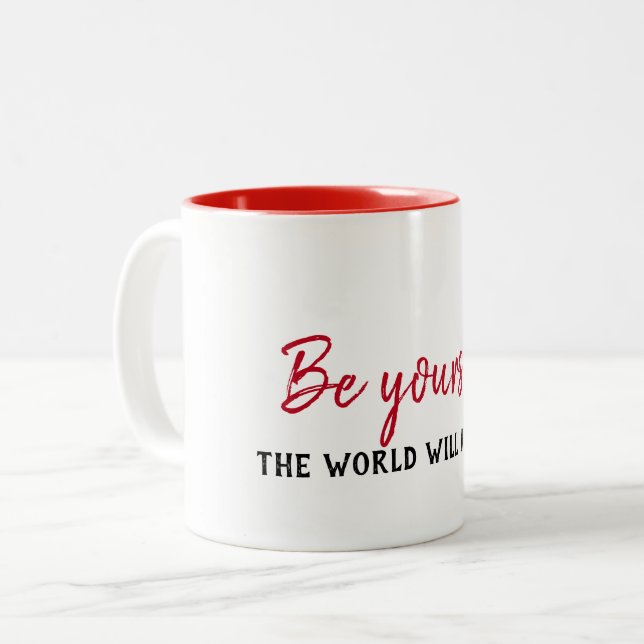 Caneca De Café Em Dois Tons Citação Inspirativa em Branco (Frente Esquerda)