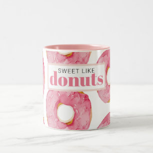 Caneca De Café Em Dois Tons Citação Moderna Pink Watercolor Sweet Like Rosquin
