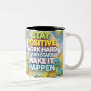 Caneca De Café Em Dois Tons citação positiva - tema dinossauro