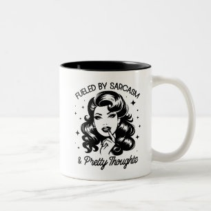 Caneca De Café Em Dois Tons Citação Sarcástica Engraçada da Glam Girl dos anos