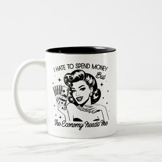 Caneca De Café Em Dois Tons Citação Sarcástica Engraçada da Glam Girl dos anos (Esquerda)