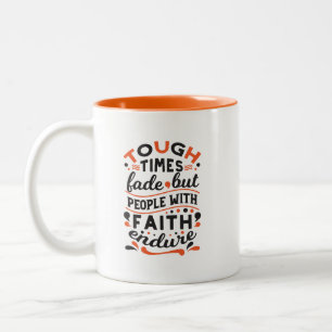 Caneca De Café Em Dois Tons Citações de Fé que Supera Tempos Difíceis