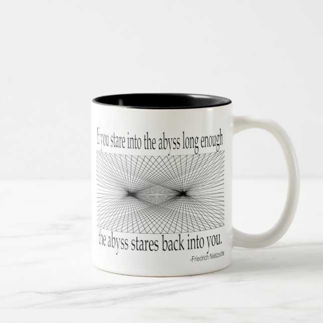 Caneca De Café Em Dois Tons Citações - Nietzsche, abismo - (Direita)