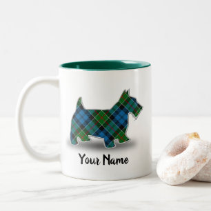 Caneca De Café Em Dois Tons Clã Escocês Colquhoun Tartan Scottish Terrier
