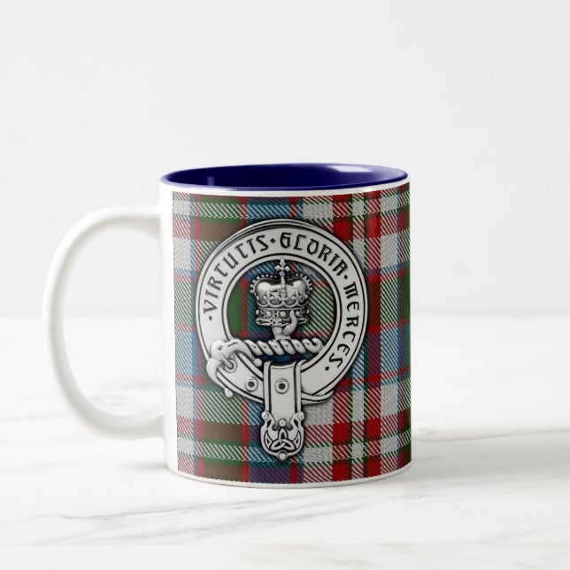 Caneca De Café Em Dois Tons Clan Donnachaidh (Robertson) Crest & Dress Tartan (Esquerda)