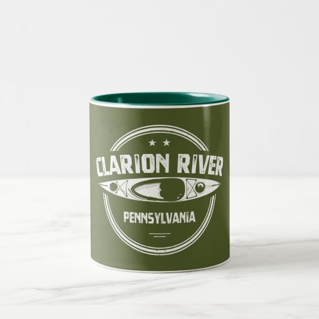 Caneca De Café Em Dois Tons Clarion River Pensilvânia Kayaking (Centro)