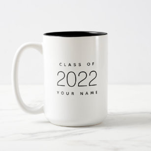 Caneca De Café Em Dois Tons Classe de 2022: preto e branco personalizado moder