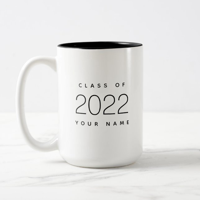 Caneca De Café Em Dois Tons Classe de 2022: preto e branco personalizado moder (Esquerda)