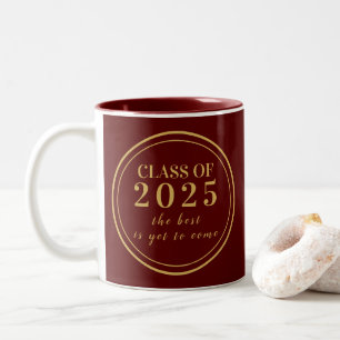 Caneca De Café Em Dois Tons Classe de 2025 Graduação em Monograma Dourado Burg