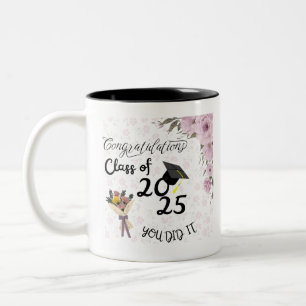 Caneca De Café Em Dois Tons Classe de 2025 Mug PNG, Graduação Mug Wrap, Café