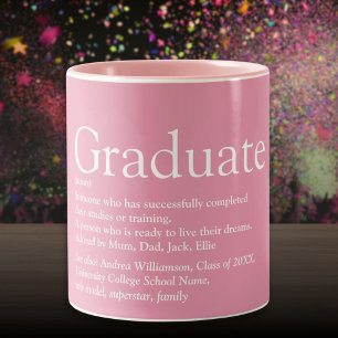 Caneca De Café Em Dois Tons Classe de Definição de formando de 2021 Rosa Ros