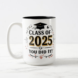 Caneca De Café Em Dois Tons Classe de Mug de Graduação Dourada 2025 -
