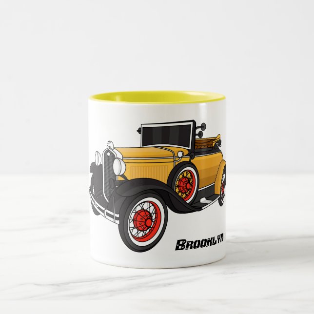 Caneca De Café Em Dois Tons Classic yellow car 1931 (Centro)