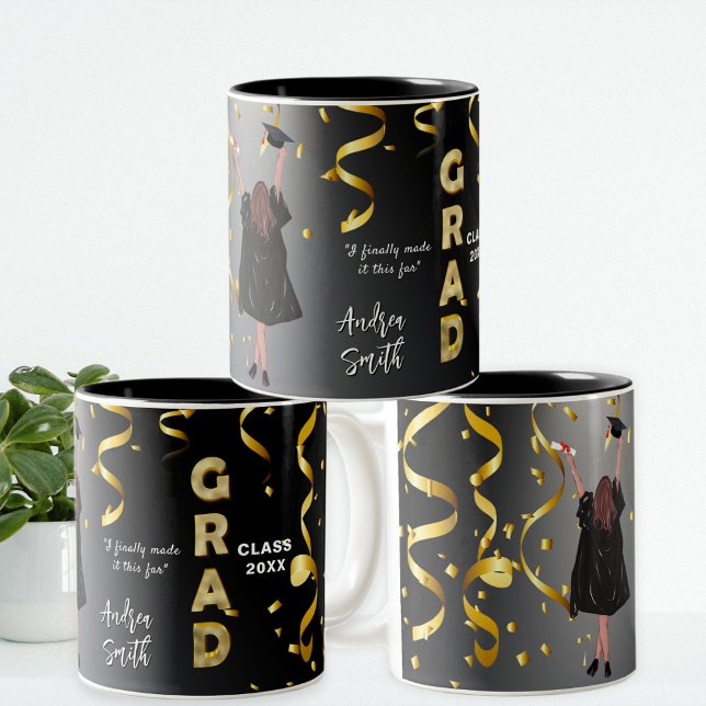 Caneca De Café Em Dois Tons Clássico Dourado | Personalização para Graduação E (Criador carregado)