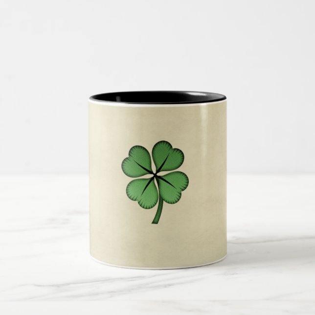 Caneca De Café Em Dois Tons Clássico irlandês Lucky Shamrock (Centro)