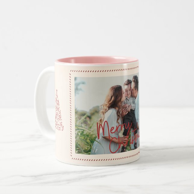 Caneca De Café Em Dois Tons Clássico Natal Moderno Foto Elegante (Frente Esquerda)