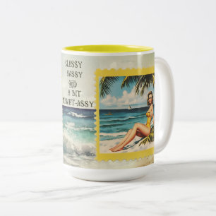 CANECA DE CAFÉ EM DOIS TONS CLASSY SASSY E UM POUCO SMART-ASSY