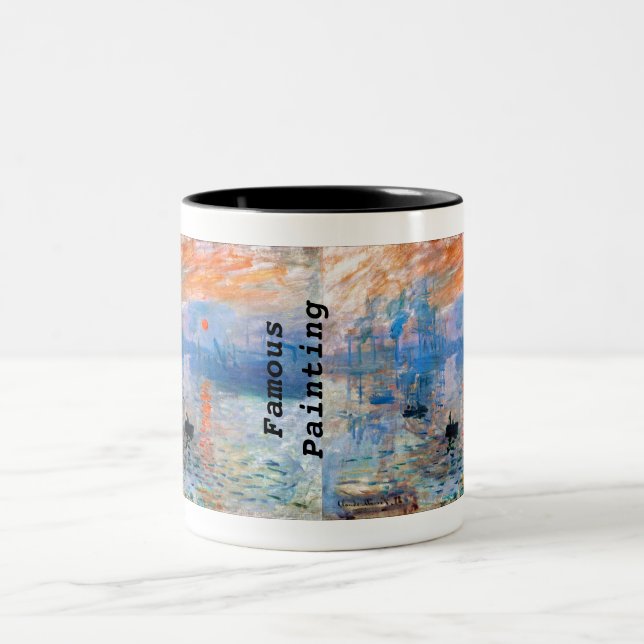 Caneca De Café Em Dois Tons Claude Monet's Impression, Sunrise (1872) (Centro)