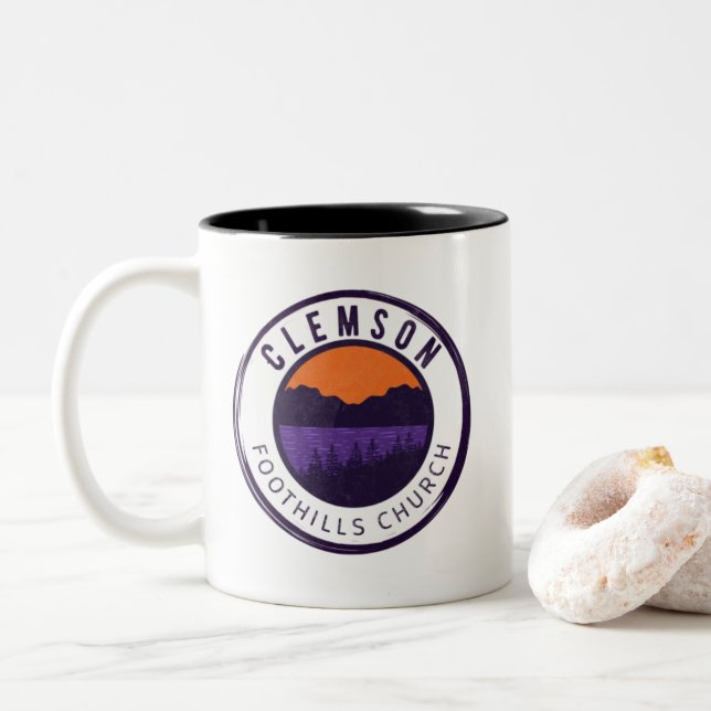 Caneca De Café Em Dois Tons Clemson Foothills Church Coffee Mug (Com Donut)