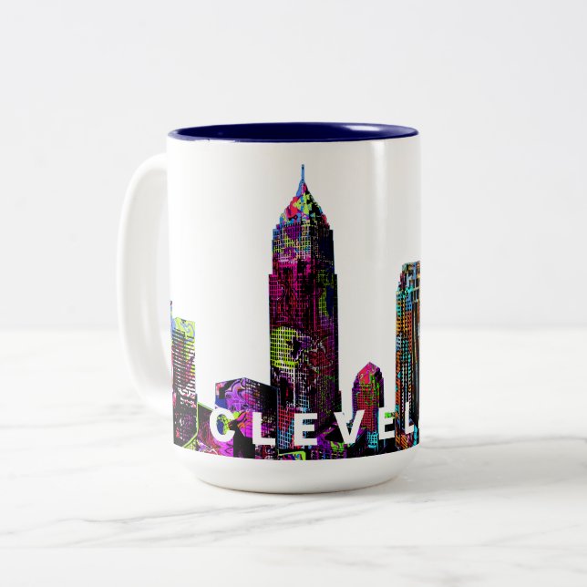 Caneca De Café Em Dois Tons Cleveland, Ohio em grafite (Frente Esquerda)