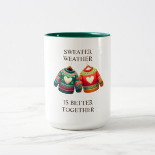 Caneca De Café Em Dois Tons Clima de Suéter Personalizado