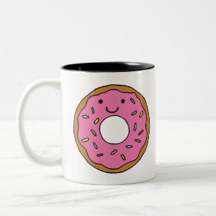 Caneca De Café Em Dois Tons Clipart de Rosquinha rosa colorida com gráfico de