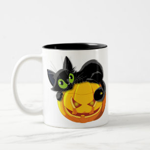 Caneca De Café Em Dois Tons Clipe de Gato Negro
