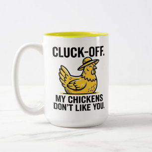 Caneca De Café Em Dois Tons Clique fora meus frangos não gostam de você Piada