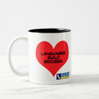 Caneca De Café Em Dois Tons CLTA Zazzle Heart- Languages Build Bridges