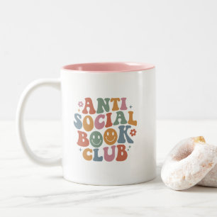 Caneca De Café Em Dois Tons Clube de Leitura Anti Social Livro Citação Engraça