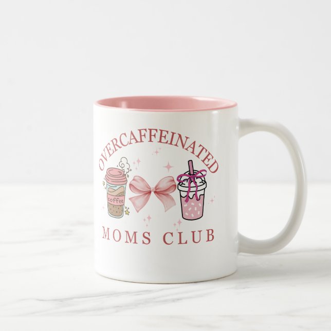 Caneca De Café Em Dois Tons Clube de mães com overcafeína (Direita)