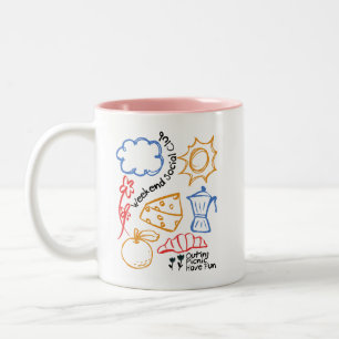 Caneca De Café Em Dois Tons Clube Social de Fim de Semana Desenho Colorido de 