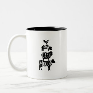 Caneca De Café Em Dois Tons Cluck Oink Baa Moo - Farmador de ovelhas de porco