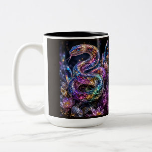 Caneca De Café Em Dois Tons Cobra de Cristal de Luxo Glamour Preto Dourado
