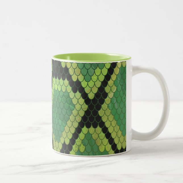 Caneca De Café Em Dois Tons Cobra preto e Impressão verde (Direita)