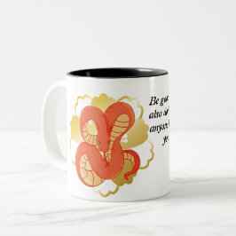 Caneca De Café Em Dois Tons Cobra vermelho em uma flor Ouro" | Única e Luxuosa