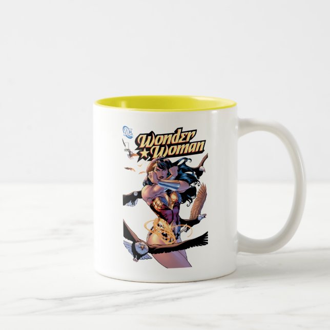 Caneca De Café Em Dois Tons Cobrir de banda desenhada da Mulher Maravilha #1 (Direita)