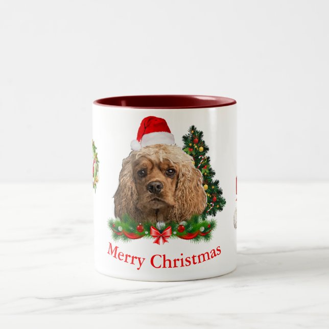 Caneca De Café Em Dois Tons Cocker spaniel Natal  (Centro)