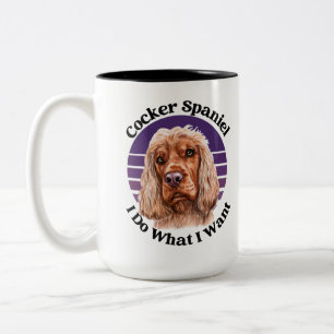 Caneca De Café Em Dois Tons Cocker Spaniel, uma citação engraçada de dois tons