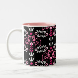 Caneca De Café Em Dois Tons Cockerel Scandinávia Folk Art