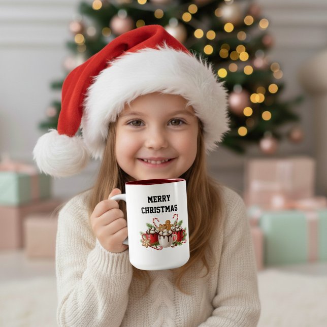 Caneca De Café Em Dois Tons Cocoa de Natal Aconchegante  (Criador carregado)