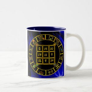 Caneca De Café Em Dois Tons CÓDIGO ASTRAL,MAGIC SQUARE 33 Gráfico de Astrologi