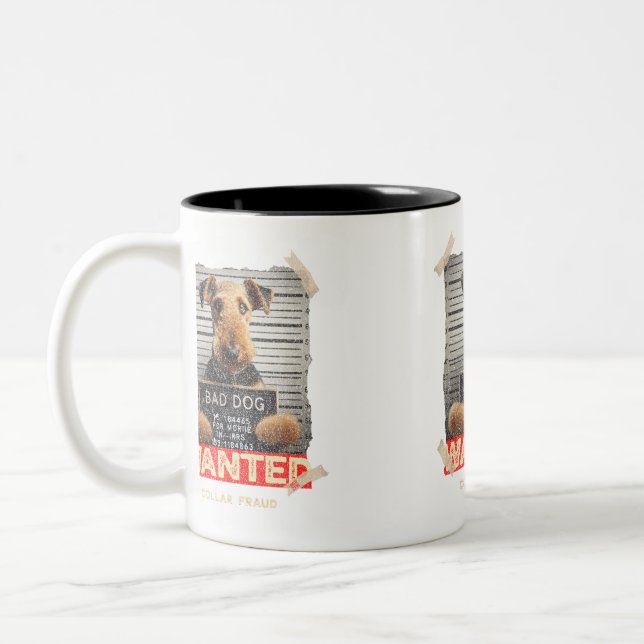Caneca De Café Em Dois Tons Código Pawnal: "Fraude de Coleira" - Airedale Terr (Esquerda)